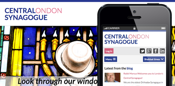 Screen shot of the new central synagogue website on iphone